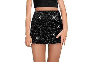 CharmWM Girls Sequin Skirt Kids Fashion High Waisted Sparkle Glitter Party Short Dress Mini Skirts 5-14 Years
