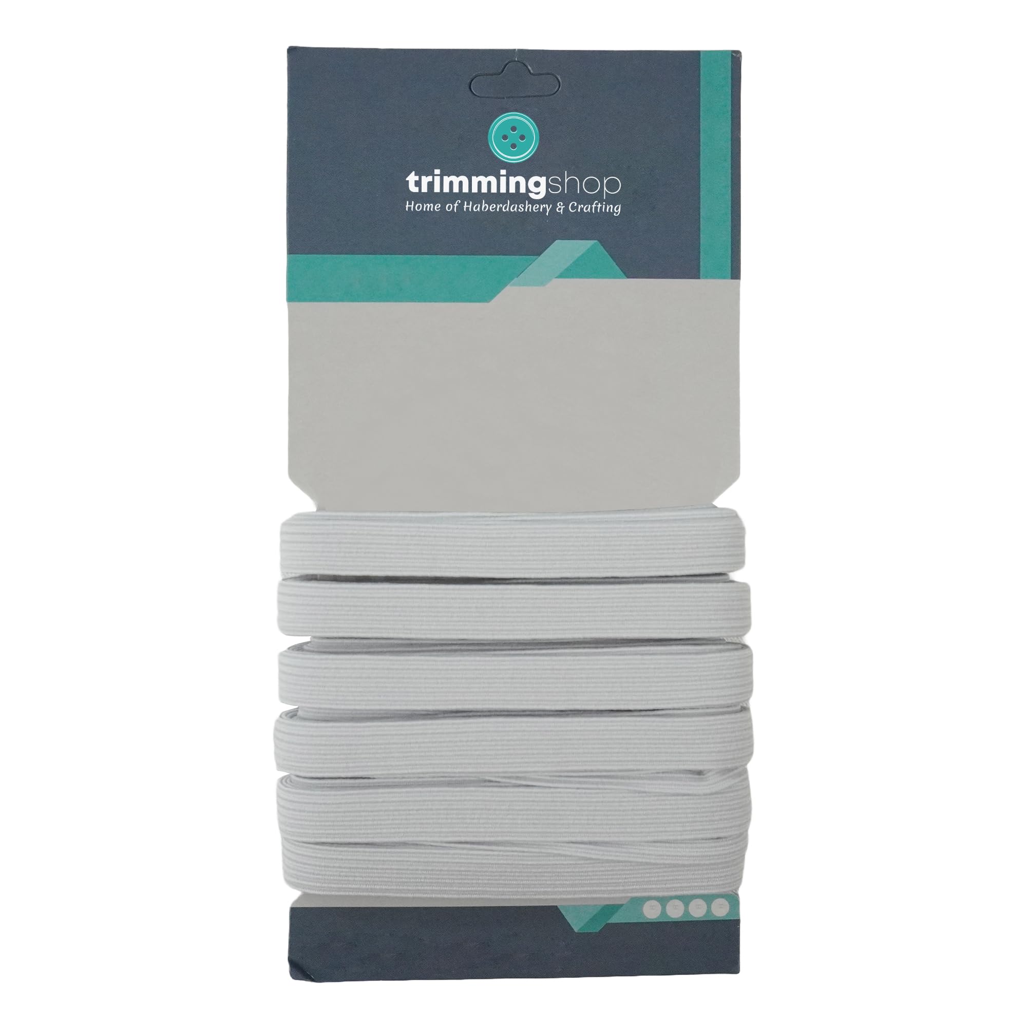 Trimming Shop 7mm Wide Elastic Cord, Soft & Stretchy Flat White Elastic Band for Sewing Clothing, Knitting, DIY Craft Projects, Skirts and Trousers Waistbands, 1 Metre Long