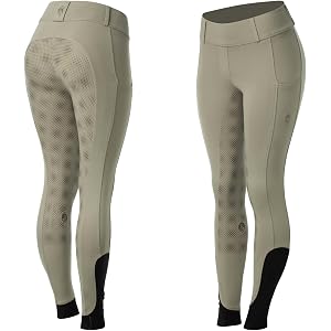 Equinavia Astrid Riding Breeches for Women, Pull On Full Seat Silicone Equestrian Breeches, Deep Phone Pockets Horse Pants
