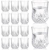 Ferrochef 12 Pcs 3oz Plastic Shot Cups Diamond Glasses Mini Unbreakable Whiskey Cocktail Plastic Wine Glasses for Wedding Bars Home Birthday Party Supplies (Clear)
