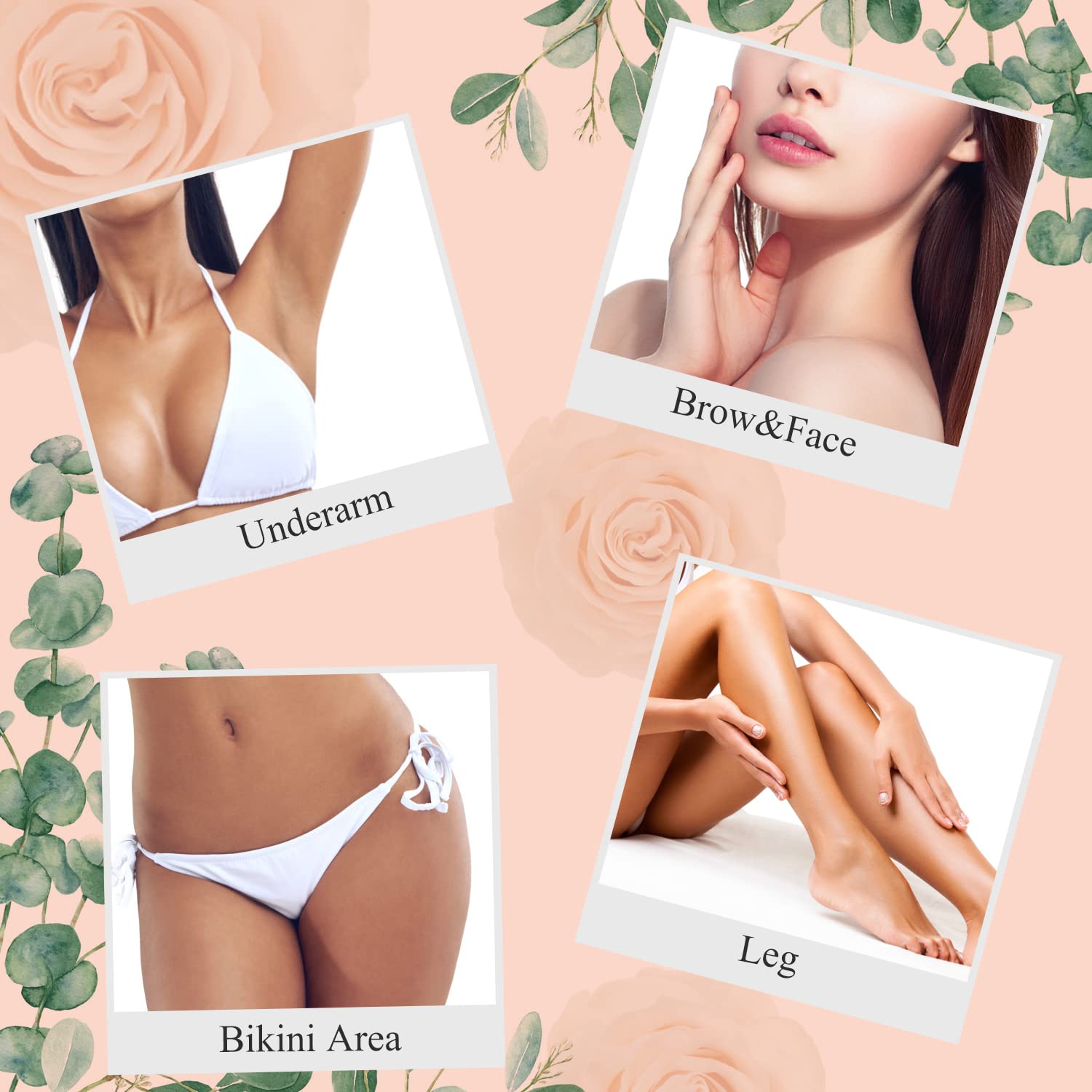 Hard Wax Hair Removal Beads - Painless Waxing for Sensitive Skin, Full Body Wax Beans with 20 Sticks for Women Men Bikini Brazilian, Armpit, Home Use (Rose, 1.1lb/17.6oz)