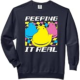Peeps Easter Peeping It Real Retro Style Chicks Comfort Colors Adult Sweatshirt