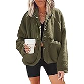 Nirovien Womens Fuzzy Fleece Jacket Button Down Sherpa Coats Casual Winter Warm Outwear with Pockets