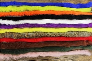 12 Colors Straight Cut Rabbit Zonker Strips 5MM Width Genuine Hare Hair Fur Streamers Fly Tying Materials