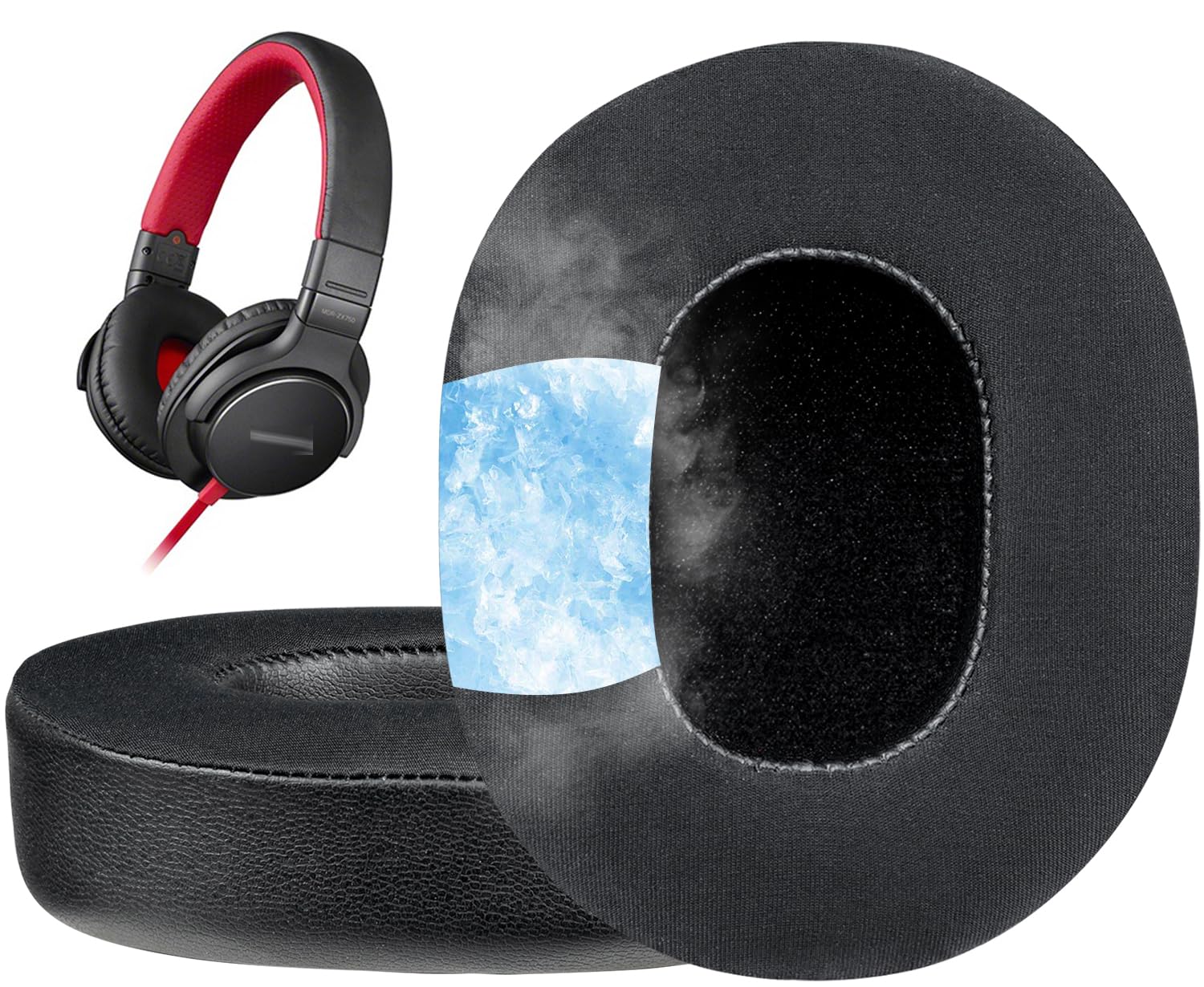 SOULWIT Cooling Gel Earpads Replacement for Sony MDR-ZX750 (ZX750BN/ZX750AP/ZX750DC) Headphones, Ear Pads Cushions with Noise Isolation Foam