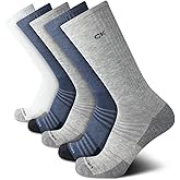 Calvin Klein Mens Crew Socks - 5 Pack Moisture-Wicking Cushioned Athletic Crew Socks for Men for Running & Workout