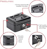Burg-Wächter Black 6 inch Cash Box Security Money Box CB01BK 152x80x115mm view 2