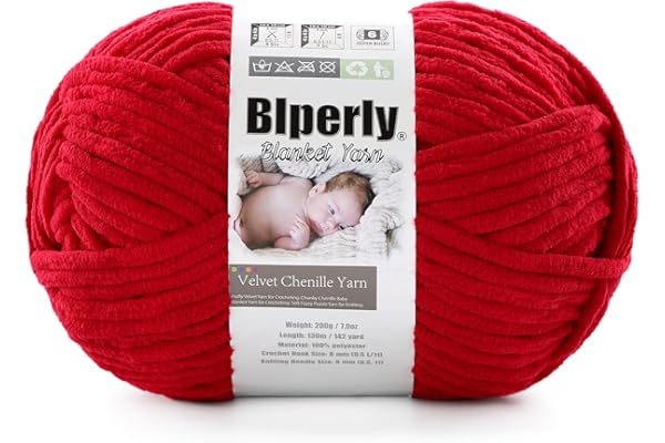 6 Super Bulky Velvet Chenille Yarn for Crocheting - 1 Skein of 200g/7 oz - Ultra Soft Heavy Weight Chunky Knitting Yarn for Baby Blankets, Amigurumi, Home Decor（jujube red，1 Skein）