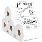 Razuvo 4x6 Thermal Labels - Waterproof Shipping Labels for Thermal Printers, 250/Roll, 4 Rolls, White (Packaging/Mailing/Inventory)