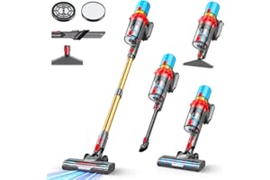 KZJKZJ Cordless Vacuum Cleaner, 550W 70Mins Powerful Suction Stick Vacuum, Anti-Tangle, Lightweight Vacuum Cleaner for Home, Rechargeable Vacuum Cordless for Hard Floor/Carpet/Pet Hair, LED Screen