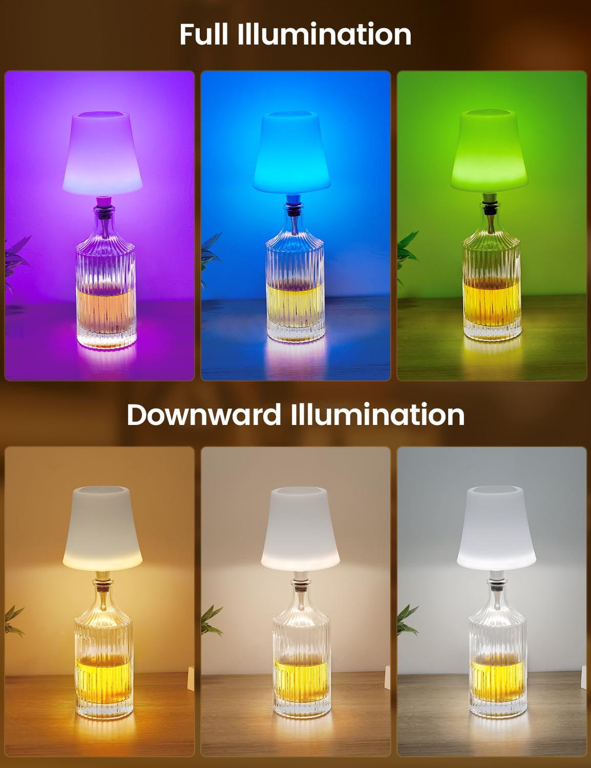 LED Akku Flaschenlampe 2 Stück, IP54 Flaschenlampe Aufsatz LED, 7 Modi Stufenlos Dimmbare Licht, 5200mAh Dimmbar Flaschenlicht, Touch Control Tischlampe Kabellos für Restaurants Schlafzimmer (Weiß) 4