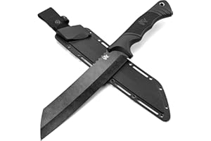 ODENWOLF W Machete - Survival Machete Full Tang with Sheath - Strong D2 Steel Knife Machete for Cutting Trees, for Yard Work, and for Bushcrafting and Big Tactical Knife with TPE-Handle