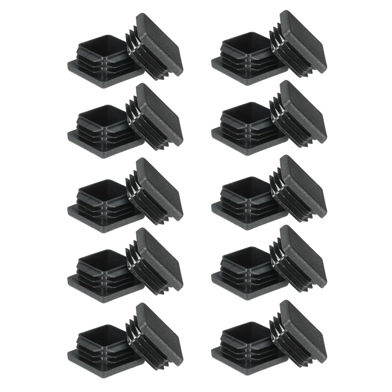 PATIKIL Square Plastic Hole Plugs 1.3inch, 20 Pack Tubing Insert End Cap for Square Metal Tubing Furniture Chair Leg Fence Post Pipe, Black
