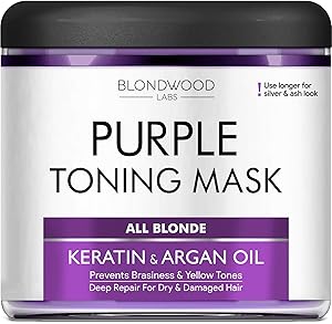 Purple Hair Mask with Retinol & Keratin for Blonde, Platinum & Silver Hair - Made in USA - Banish Yellow Hues, Reduce Brassiness & Condition Dry Damaged Hair - Goes Well with Purple Shampoo - 8 oz