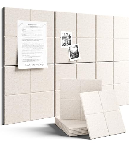 Déco Bureau DIY Lot De 6 Panneaux Liège Autocollant Gris - 29x5x1cm - Avec 50 Punaises Et 100 Notes - Tableau D'Affichage Mural Liège En Rouleau Autocollant