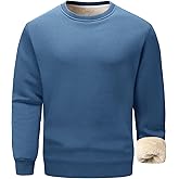 Flygo Men's Sherpa Lined Sweatshirts Fleece Pullover Top Cotton Crew Neck Sweatshirt Warm Sweater Winter Clothes
