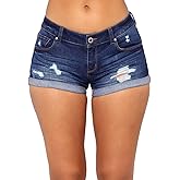 Tulucky Womens Mid Waist Denim Shorts Ripped Hole Juniors Short Jeans