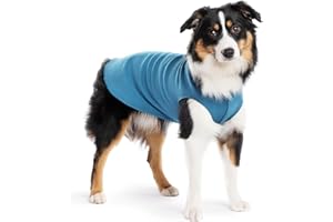 Gold Paw Stretch Fleece Dog Coat, Stretchy Pet Sweater, Machine Washable Pullover for Winter and Fall, Marine Blue, 14