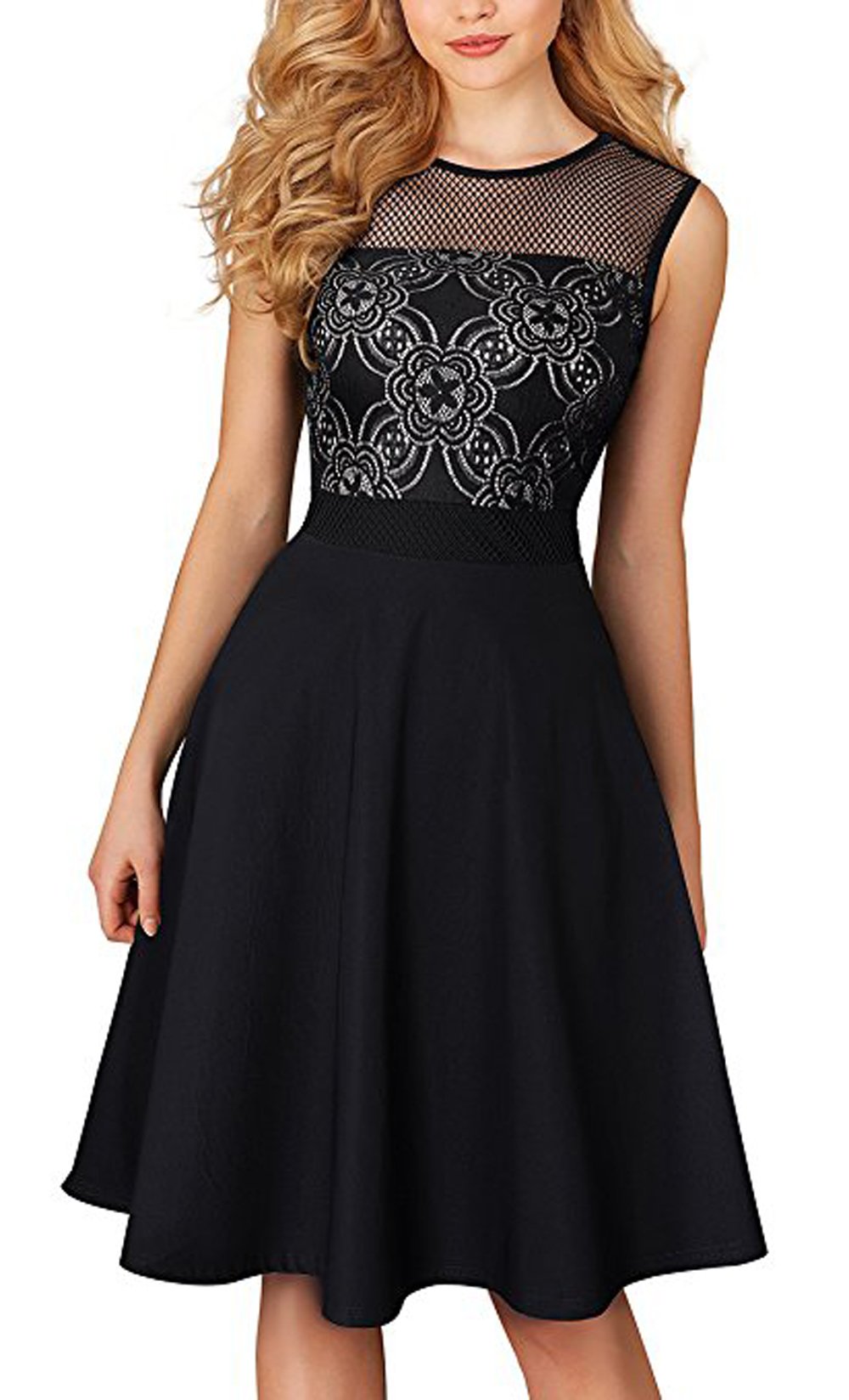 Merope J Womens Sleeveless Mesh Floral Flowy Black High Waist Cocktail