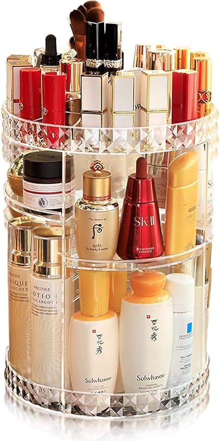 Amazon 化粧品収納ボックスメイク収納 コスメ収回転式化粧オーガナイザー 回転式360度クリスタルアジャスタブルジュエリー化粧品香水ディスプレイスタンドボックス 3 X 230 Mm 8層大容量ドレッサー用ストレージ Eonhuayu メイクブラシケース 通販