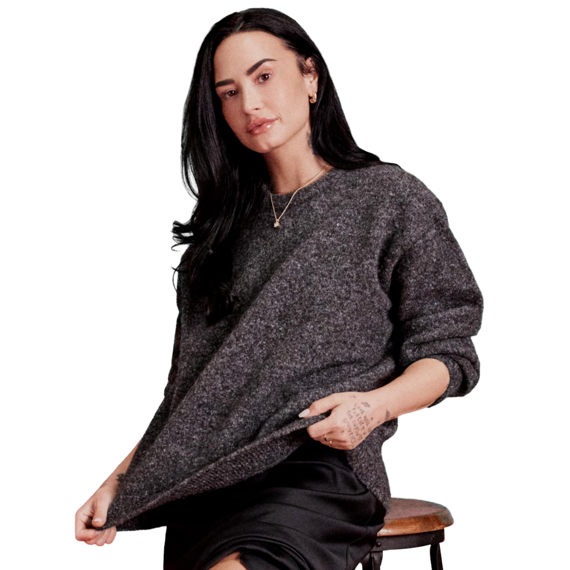 Photo 1 of Amazon Essentials (Demi's Pick) Women's Oversized-Fit Faux Mohair Crewneck Sweater, Charcoal Heather, Medium