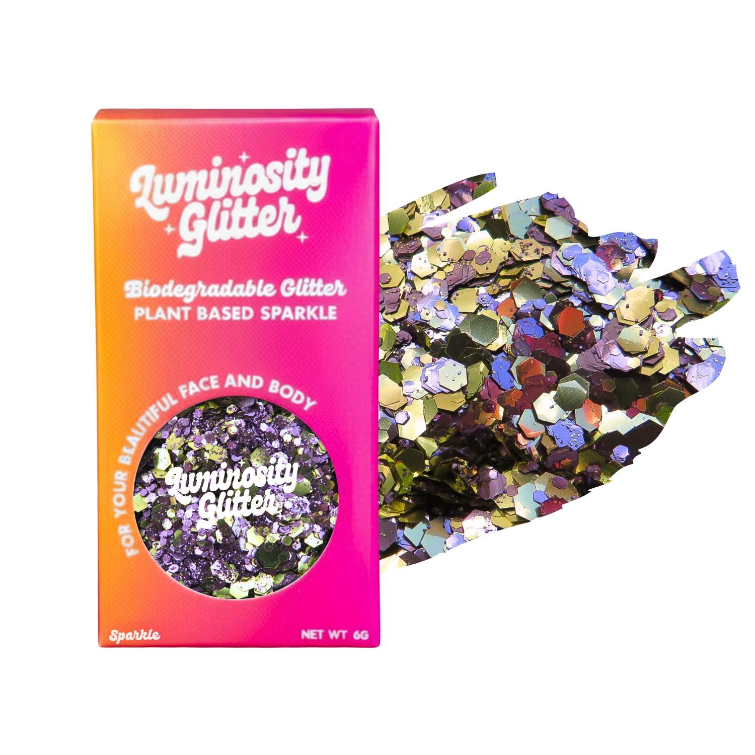 Luminosity Glitter Purple and Gold Eco Glitter Blend - Biodegradable Glitter for Face, Body, Hair, Nail Art - 6g Pot Loose Vegan Glitter (Charm Blend)