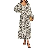 Ystguic Women's Long Sleeve Empire Waist Maxi Floral Flowy Dresses with Pockets 2026 Spring Summer