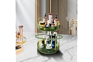 YEEYAA Rotating Makeup Organizer for Vanity,Large-Capacity Skincare Perfume Organizers,360° Spinning Cosmetics Storage Vanity Shelf Countertop,Make up Organizer Tray for Perfume,Skin care,Lipsticks