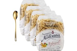 moofin La Molisana Pasta 16 oz, with Moofin Golden SS Spoon, Italian Pasta with 100 Durum Wheat, Bronze Die Extruded for Authentic Texture, Ideal for Sads Soups, Packaged Fresh (Pack of 4)