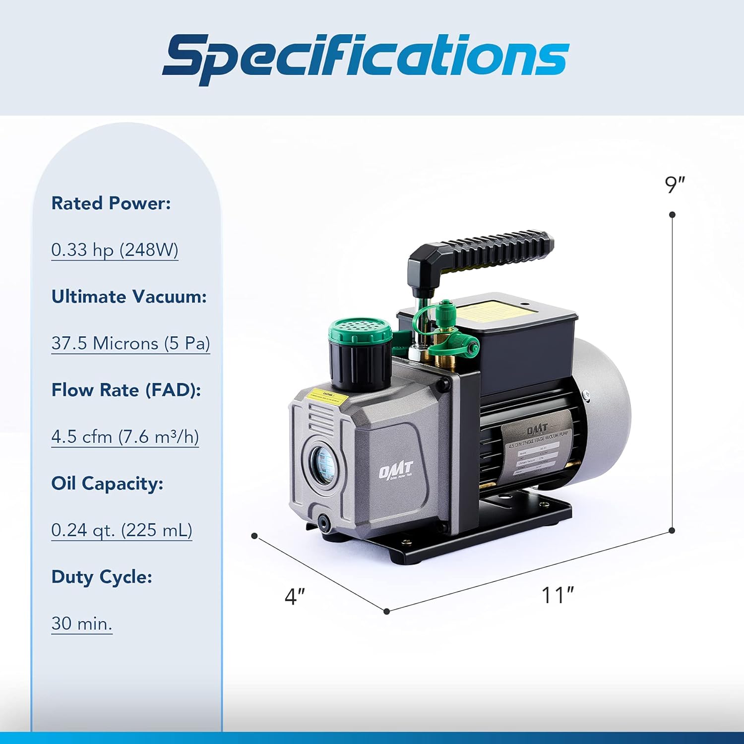 Air Conditioning Tools & Equipment Oil Included Small 1/3hp 38 Micron