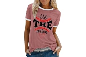Heevina Tis The Season Baseball Mom Softball Shirt Tee Shirts for Women Tshirts Short Sleeve Tshirt 2024 Tops Summer