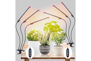 FRGROW 2Pack Clip Grow Lights for Seed Starting with Timer, Full Spectrum Brightest Plant Growing Lamps for Indoor Plants, Bonsai, Seedlings, 27 Watt Home Plug But Not 10W Adapter