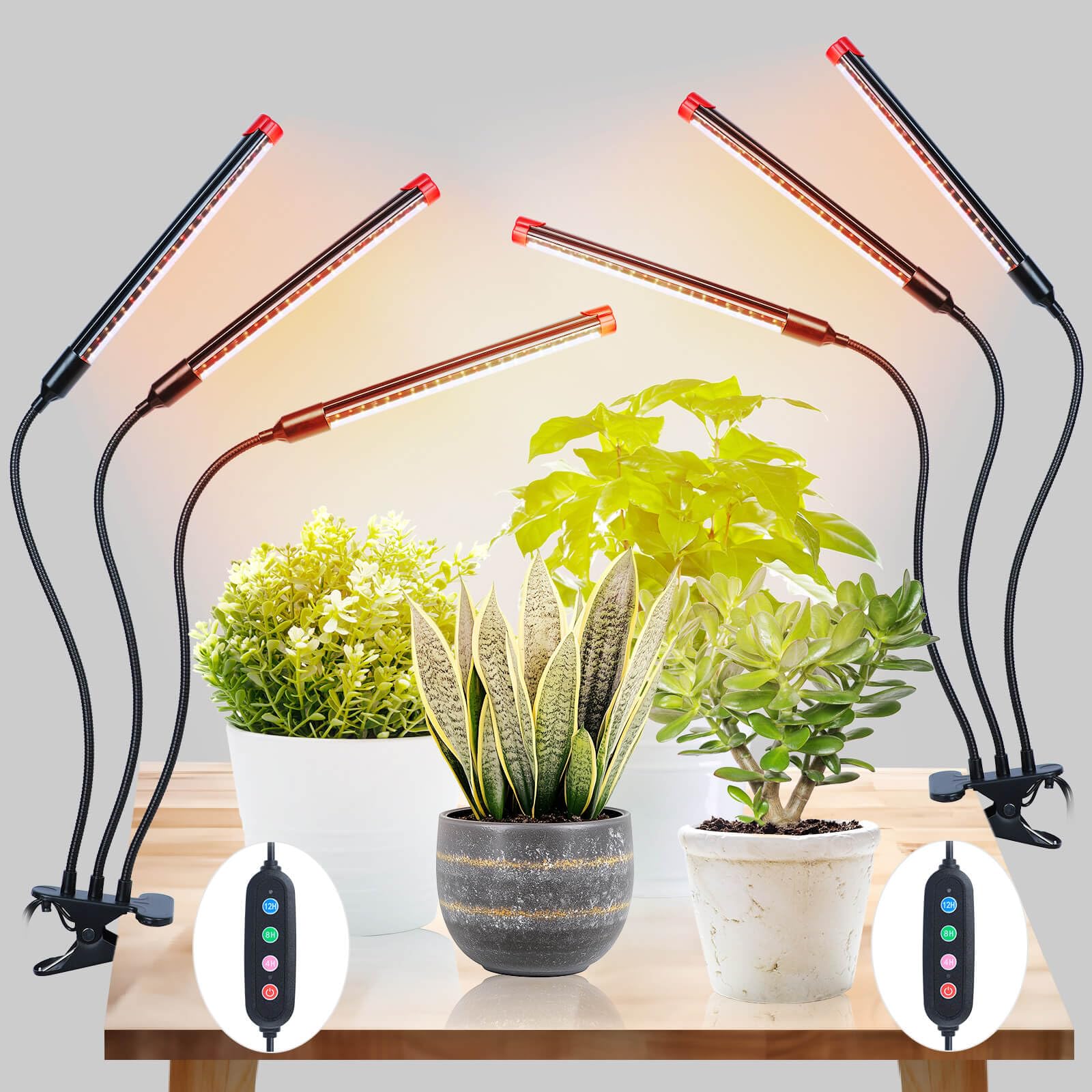 Photo 1 of 2Pack Clip Grow Lights for Seed Starting with Timer, Full Spectrum Brightest Plant Growing Lamps for Indoor Plants, Bonsai, Seedlings, 27 Watt Home Plug But Not 10W Adapter