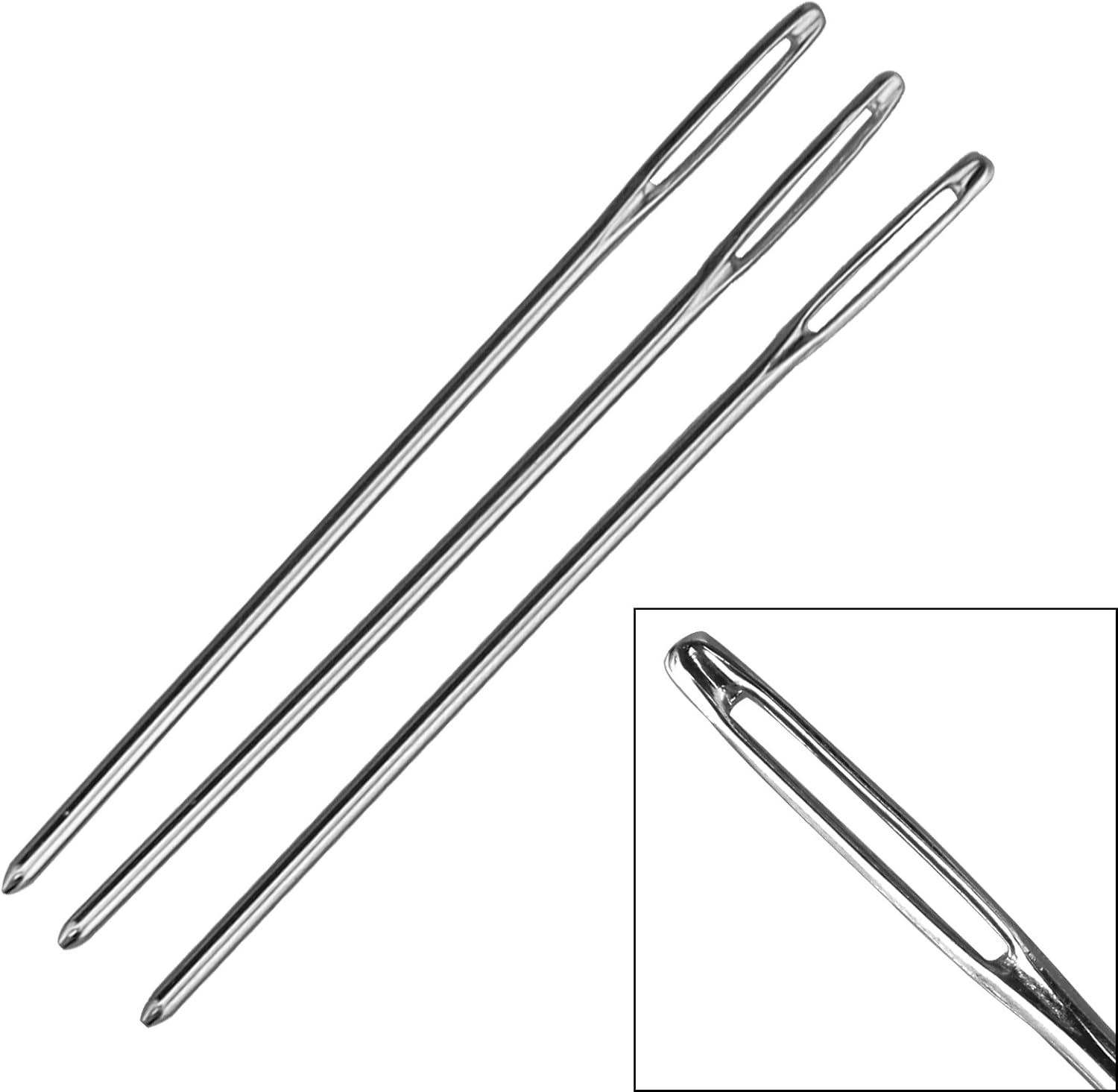 Micro Trader 9pcs LargeEye Stitching Needles with Clear Bottle Blunt