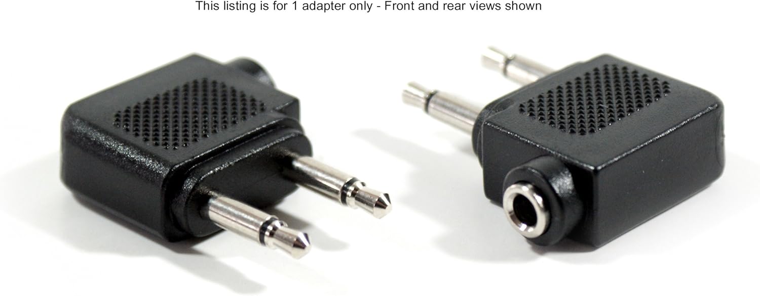 AIRCRAFT PLANE AIRLINE HEADPHONE AUDIO ADAPTER 2x 3.5MM MONO TO 1