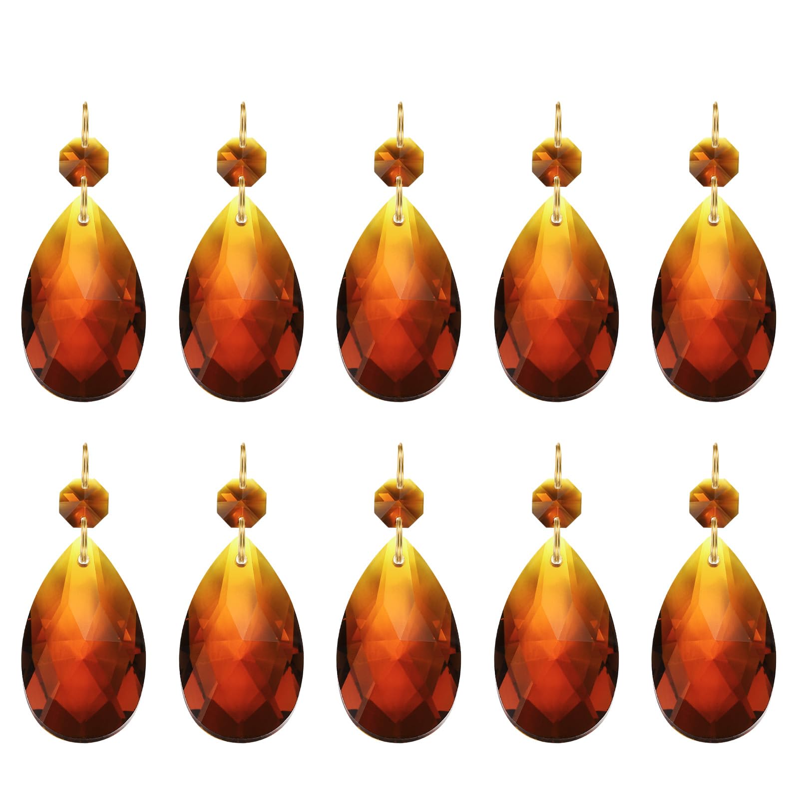 PATIKIL Teardrop Crystal Chandelier, 10 Pack 60mm Length Prisms Part Dark Amber