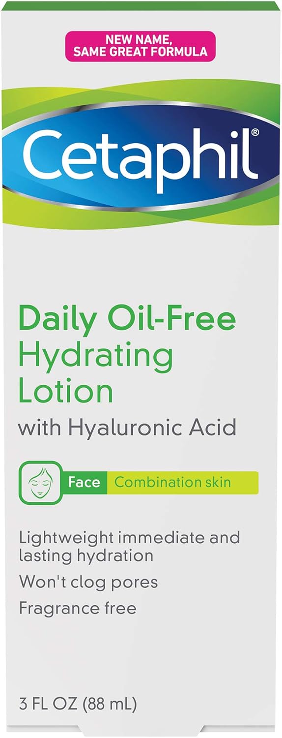 Cetaphil Daily Oil-Free Hydrating Lotion with Hyaluronic Acid, 3.0 Fluid Ounce : Beauty