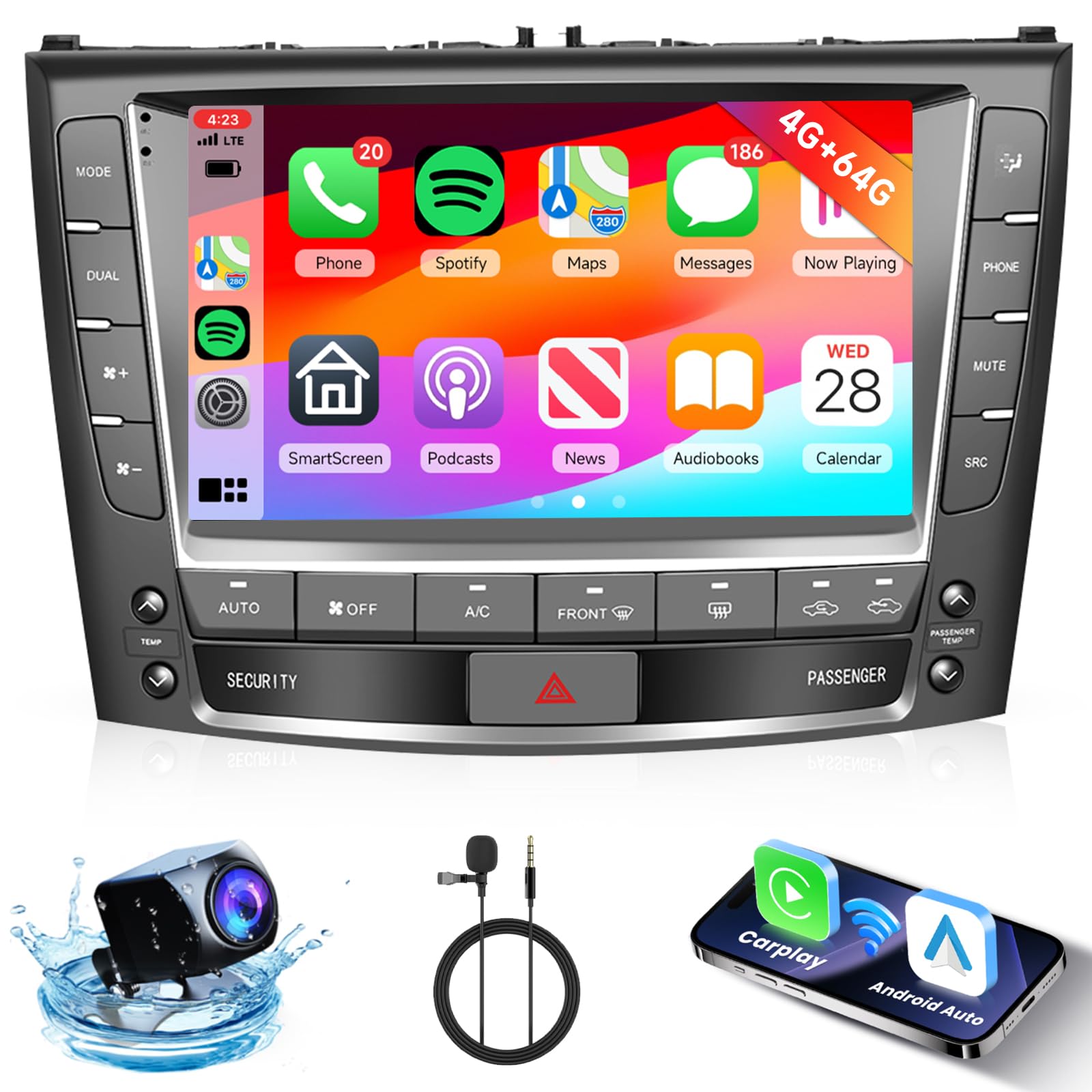 Photo 1 of [4G+64G] Android Car Stereo for Lexus IS250 IS300 IS350 2006-2012 Radio with Wireless Carplay Android Auto, Hodozzy 9 inch Touch Screen with Mirror Link, Bluetooth, WiFi, DSP, FM/RDS Radio