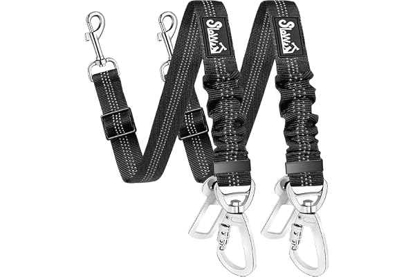 SlowTon 2 Pack Dog Seat Belt - Dog Car Seat Belt Adjustable with Elastic Bungee Buffer, Dog Car Seatbelt Tether & Latch Bar A