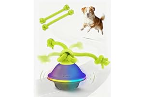 Xeuch Smart Interactive Dog Toys, Automatic Moving and Rolling Dogs Ball with Rope, Motion-Activated Wicked Ball for Small Medium Dogs for Boredom, RGB Lights, stimulating Sound, Voice Recording