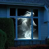 LIANGLIDE Rear Projection Screen Fabric, White Screen for Projector, 180 x 120cm Foldable Window Projection Film for Virtual Halloween and Christmas Window Video Decorations