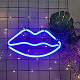 ENUOLI LED Lips Neon Light Sign Blue Battery/USB Operated 27.5x14cm Wall Decor view 9