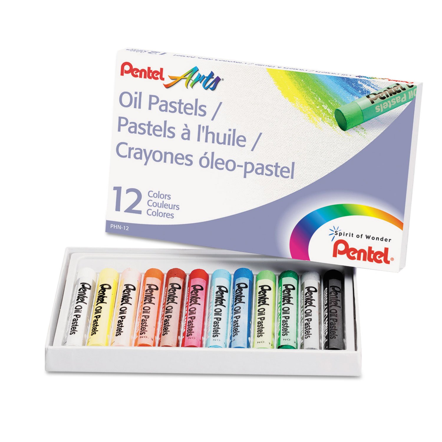 Pentel arts oil pastels - set of 12 assorted colours