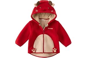 DAVE&BELLA Toddler Fleece Jacket, Baby Boys Girls Animal-shaped Hooded Zipper Long Sleeve Warm Spring Autumn Outerwear Coat