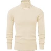 EONDOM Men's Slim Fit Turtleneck Sweater Casual Cable Ribbed Pullover Knitted Sweaters