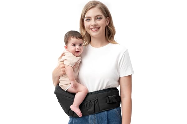 Momcozy CPC-Certified Baby Hip Carrier - Adjustable Waistband with Original 3D Belly Protector & Ergonomic EVA Massage Board,