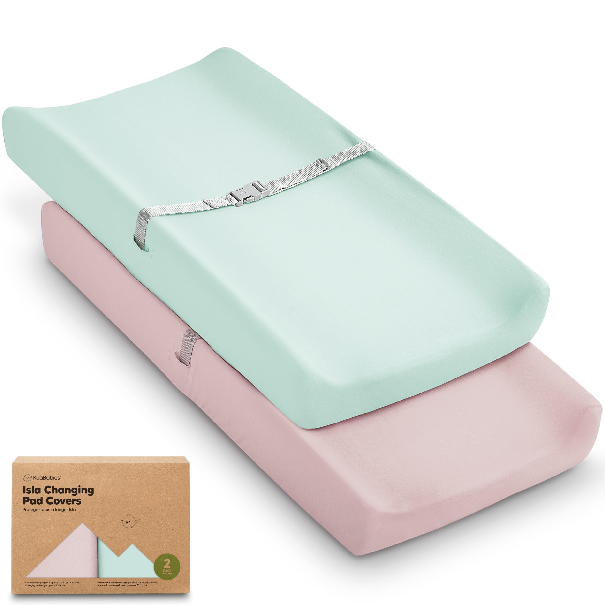Photo 1 of 2-Pack Baby Changing Pad Cover for Girl, Boy - 32x16 Soft Viscose Derived from Bamboo Baby Diaper Changing Table Pad Cover Sheets, Neutral, Snug Fit Nursery Diaper Change Sheets (Pastel)