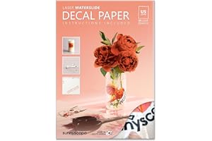 Sunnyscopa Waterslide Decal Paper for LASER Printer - CLEAR, US LETTER SIZE 8.5"X11", 20 SHEETS, Personalized Water Slide Transfer Transparent Printable paper - DIY Custom for Tumblers, Glasses, Mug