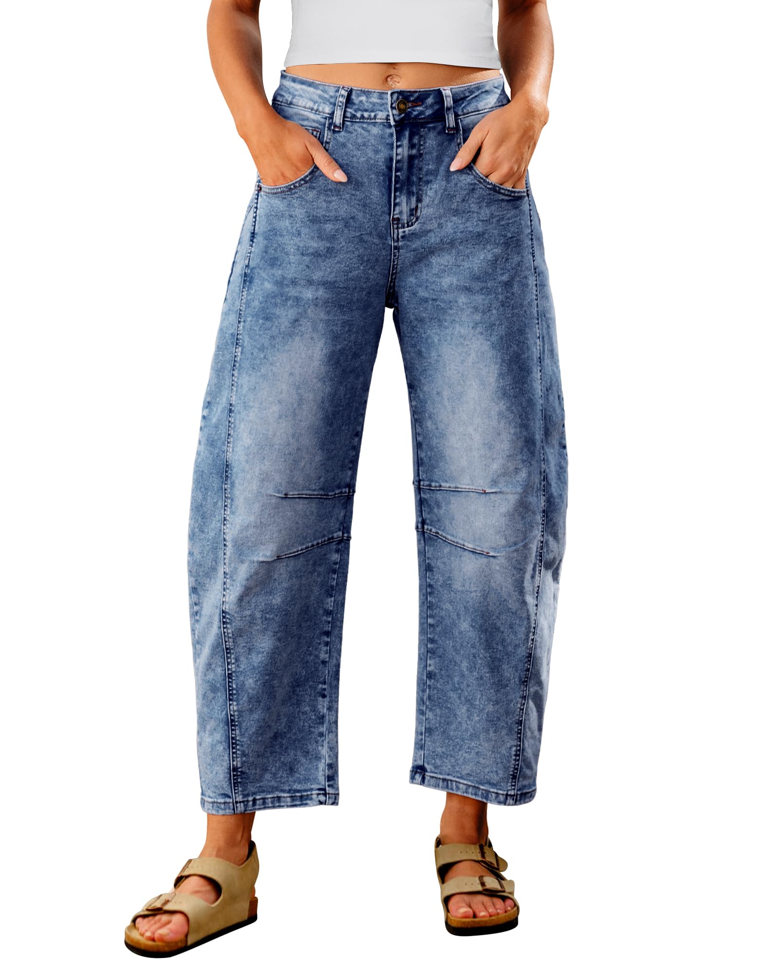 Photo 1 of Utyful Women's Wide Leg Barrel Jeans - Baggy Pants for Women, Midnight Blue, Size XX-Large (US 20-22)