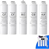 Waterdrop 𝐖𝐃-𝐓𝟒-𝐑𝐂𝐀𝐎 Replacement Filter, Pack of 1 RO & 2 CF & 1 CB & 1 Alkaline Filter, Replacement for 𝐖𝐃-𝐓𝟒-𝐀 Tankless Reverse Osmosis System (2*CF + 1*CB + 1*ALK + 1*RO)